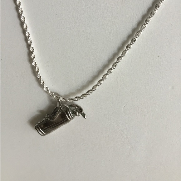 🆕☯️-GOLF BAG NECKLACE-PLATINUM RHODIUM ⛳️ - Picture 2 of 4
